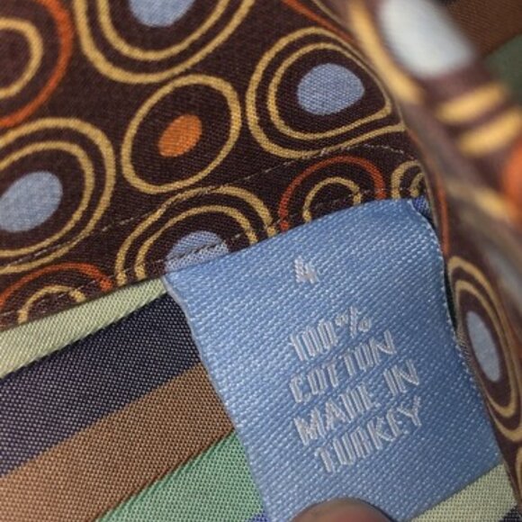 SK2 Men’s Colorful Striped Button Up Shirt Size 4 Cotton Blue Green Large - Picture 3 of 11